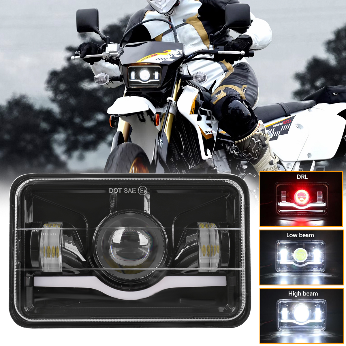 プロジェクター 4 "x6" LED ヘッドライト H4656 H4651 LED ヘッドランプスズキ DRZ400S DRZ400SM DRZ250 DRZ400 DRZ400E DR200S DR650S DR650SE