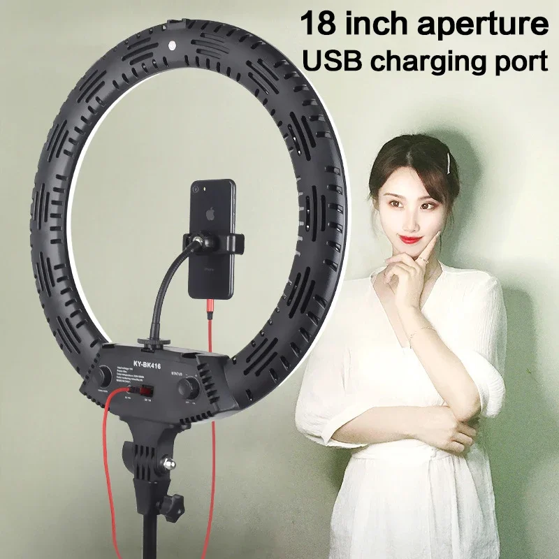 3200-5600K LED リングライト 416 個 LED ビーズ 65 ワット 18 インチ写真照明 LED リングランプライブブロードキャストメイクアップビデオ用