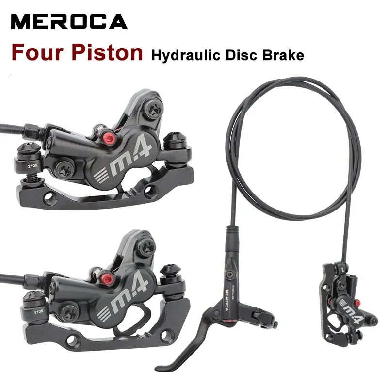 MEROCA MTB 自転車ブレーキ M4 油圧ディスクキャリパー 4 ピストン 160 ミリメートル双方向ブレーキ 800/1400 ミリメートル油圧セット自転車部品