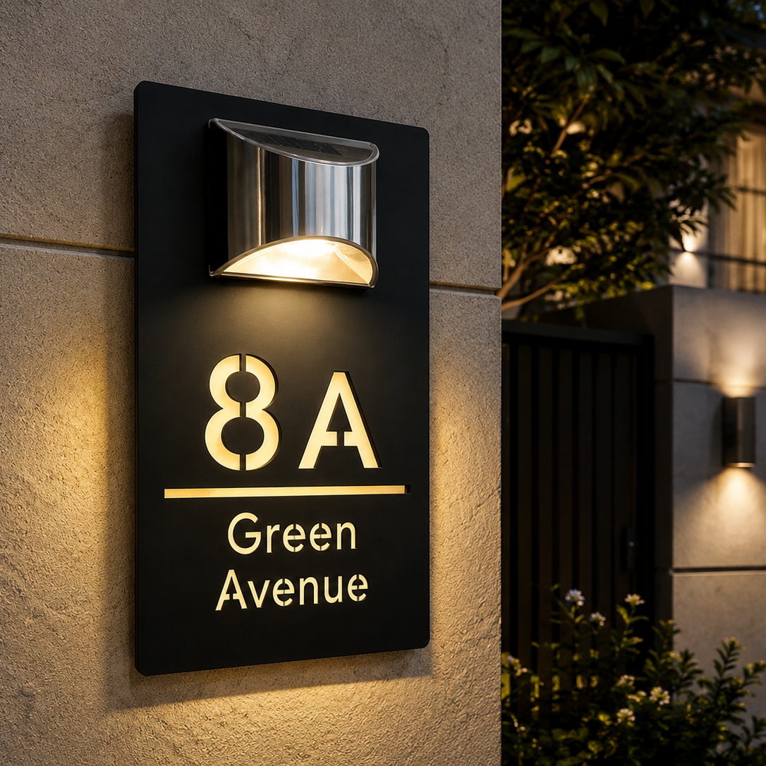 パーソナライズされたソーラー番地屋外住宅道路標識カスタムハウスサイン LED ソーラー屋外ライト 3D カットドアサインホット