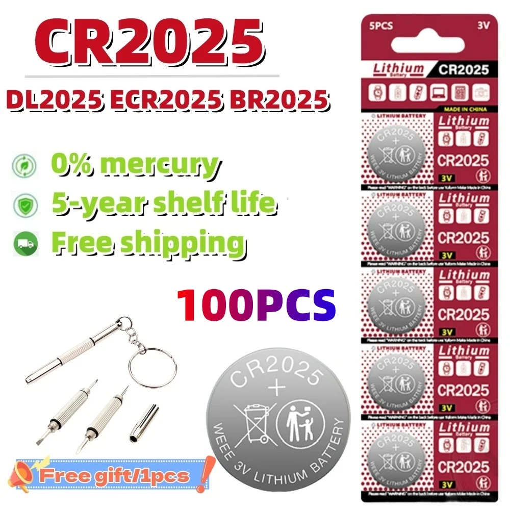 短納期 150mAh 3V CR2025 バッテリーリチウム電池 DL2025 BR2025 KCR2025 車のリモコン時計ボタンコイン電池