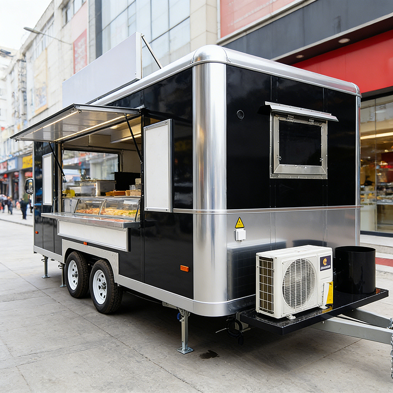Compact Coffee Food Truck with Espresso Machine and Refrigerator and Syrup Station for Specialty Beverage Service