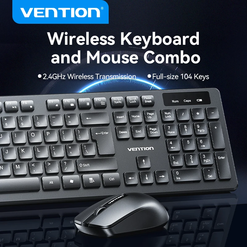 Vention オフィスホームワイヤレスキーボードとマウスセットサポート英語スペイン語コンピュータビジネスオフィスゲーミングキーマウスカバーキット