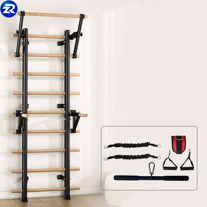 Custom Solid Wood Pull Up Bar Wooden Stall Bar Swedish Ladder Suspension Ladder Wood Stall Bar
