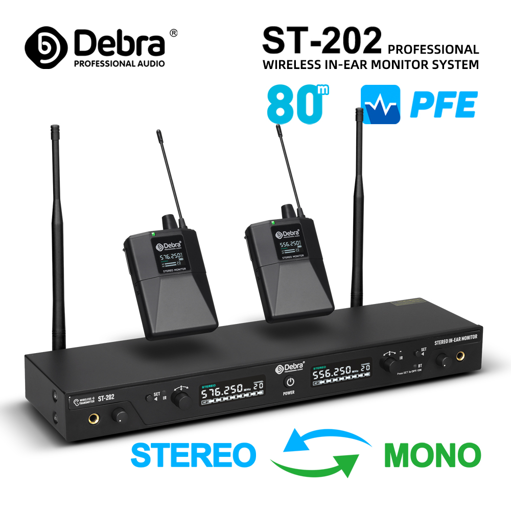 Debra ワイヤレスモニターシステム UHF 560-590MHz Bluetooth 5.0 モノラル/ステレオスイッチ低遅延ステージパフォーマンス録音用