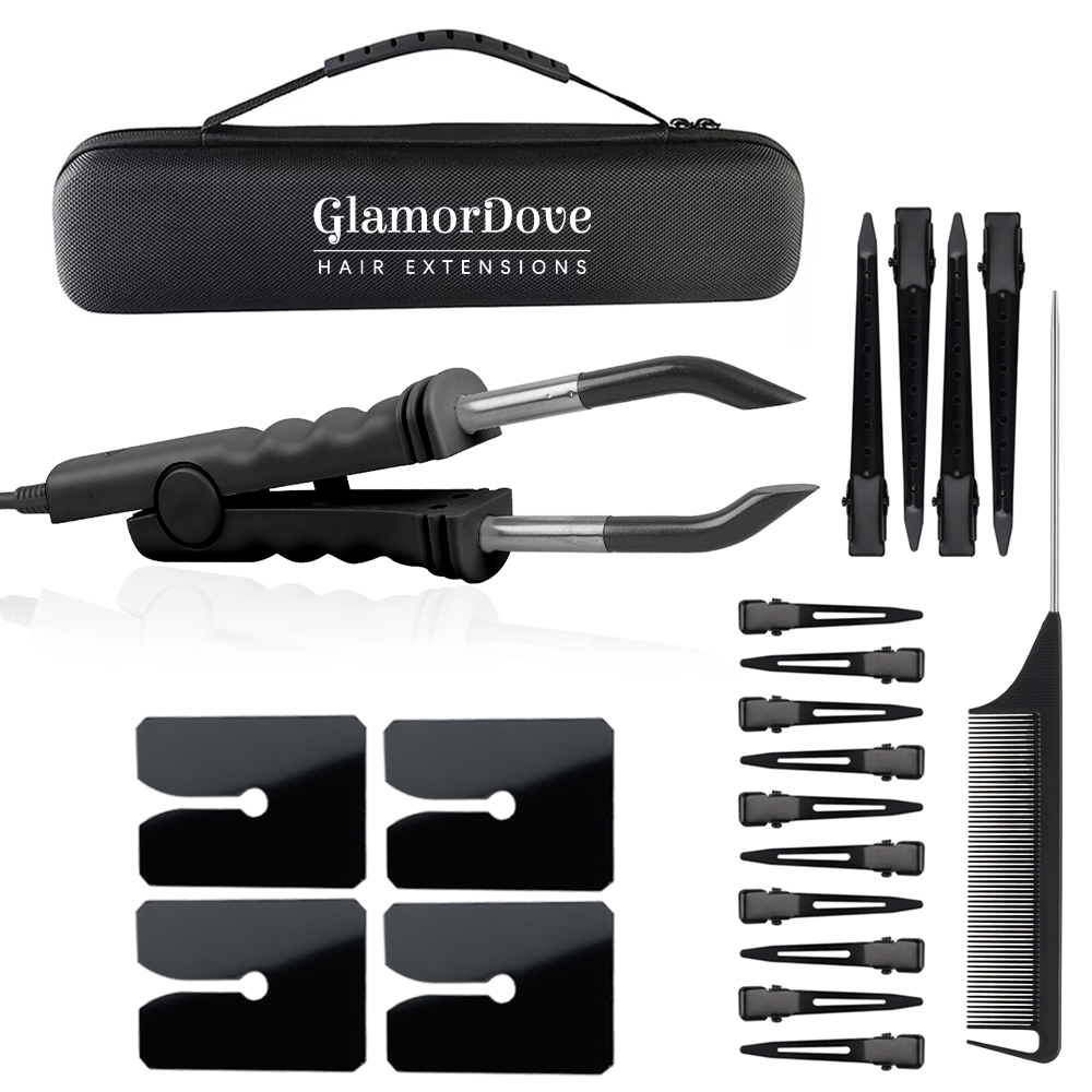 GlamorDove Keratin Hair Extension Tool Kit – Professional Accessories Set for Fusion & K-Tip Hair Extension Application