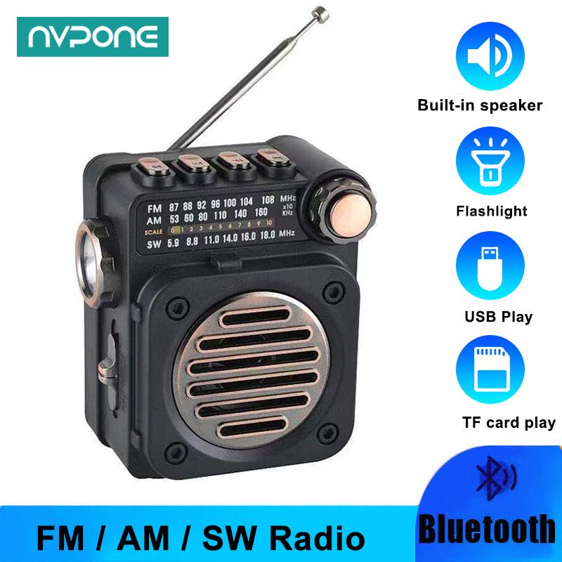 FM AM SW ステレオラジオポータブルポケットミニラジオ受信機多機能ワイヤレス Bluetooth 音楽プレーヤー LED 懐中電灯付き