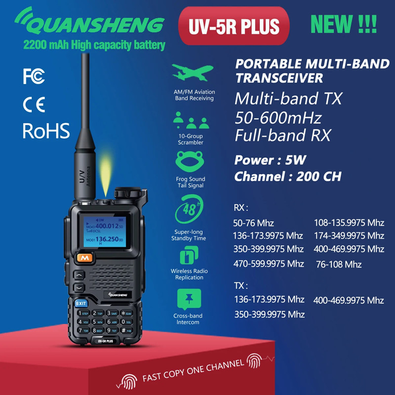 Quansheng UV 5R Plus トランシーバーポータブル Am Fm 双方向ラジオ整流子 VHF 局 K5​​ レシーバーハムワイヤレスセット長距離