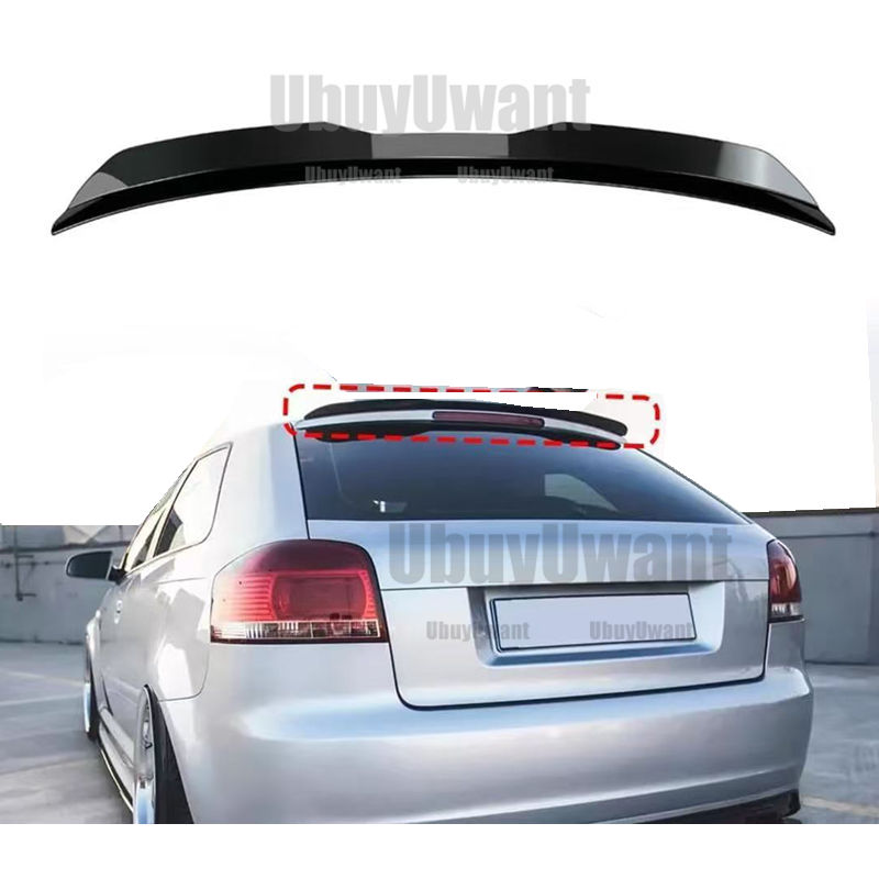 車のリアルーフスポイラーリップエクステンションリアトランクスポイラーリップウイングアウディ A3 8P/8P FL 2003-2012 ハッチバックリアウイング車のチューニング