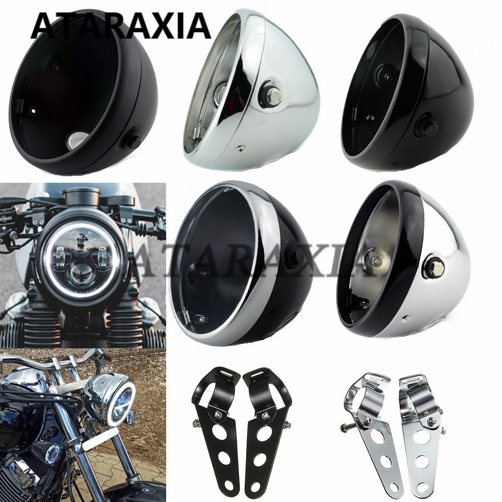 7 インチ LED オートバイヘッドライトカバーサイドマウントラウンドバイクヘッドライトハウジングマウントカバーヘッドランプヘッドライトシェル灯台
