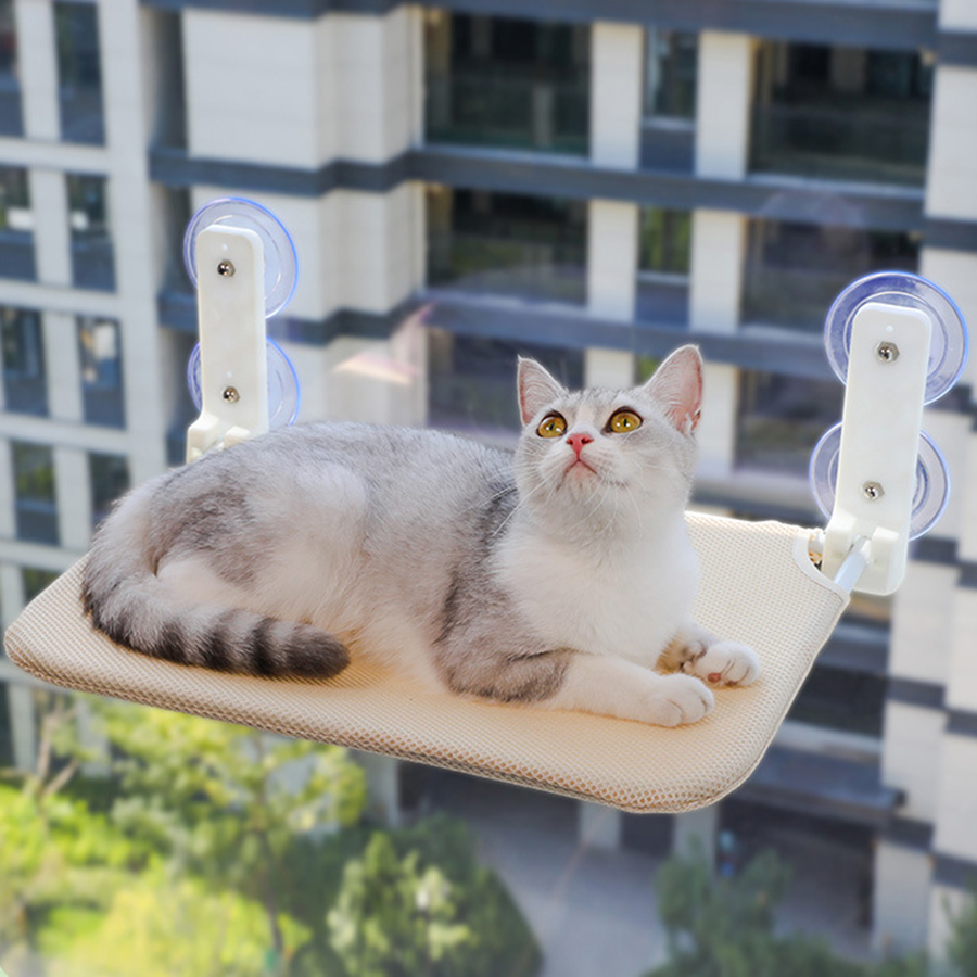 組み立て無料折りたたみ猫ハンモックぬいぐるみメッシュ猫窓壁ジャンプ台ダブル吸盤猫ハンモック