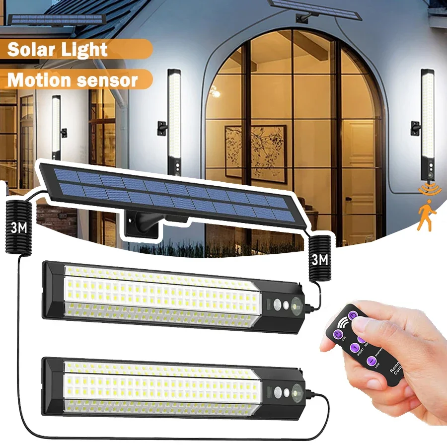 LED 屋外ソーラーライト 316/158 LED モーションセンサーソーラーウォールランプリモート防水 3 作業モード庭の装飾街路灯