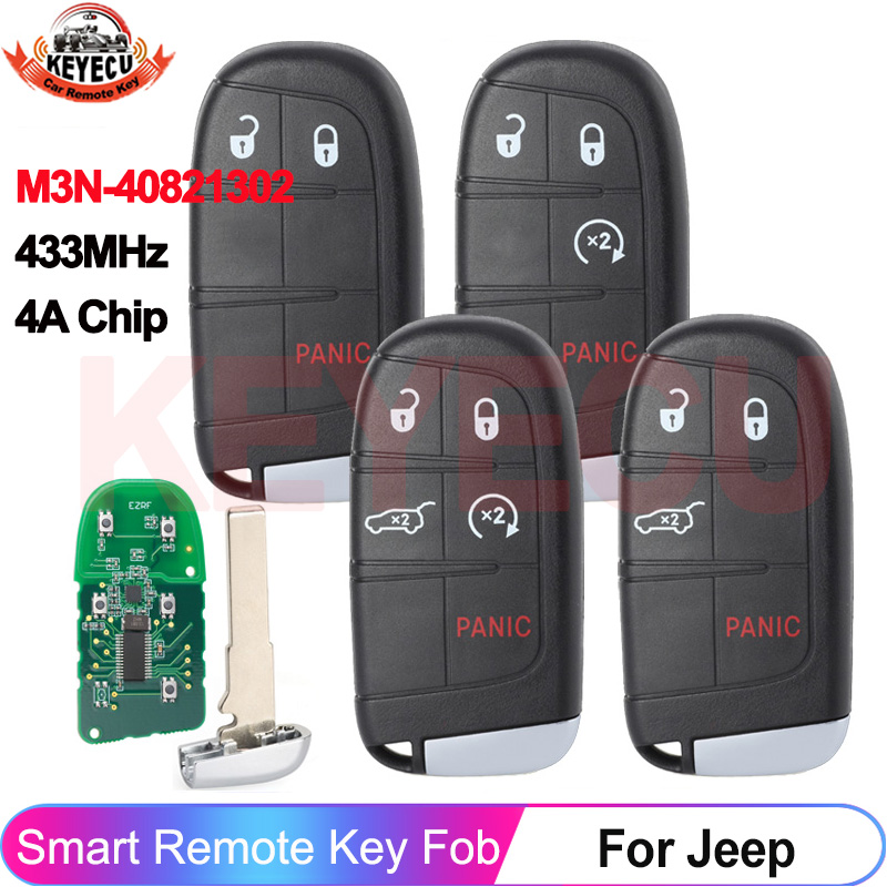 KEYECU M3N-40821302 68250335AB ジープコンパスレネゲード 2017 2018 2019 2020 2021 2022 スマートキーフォブリモート 4A チップ 433MHz ASK