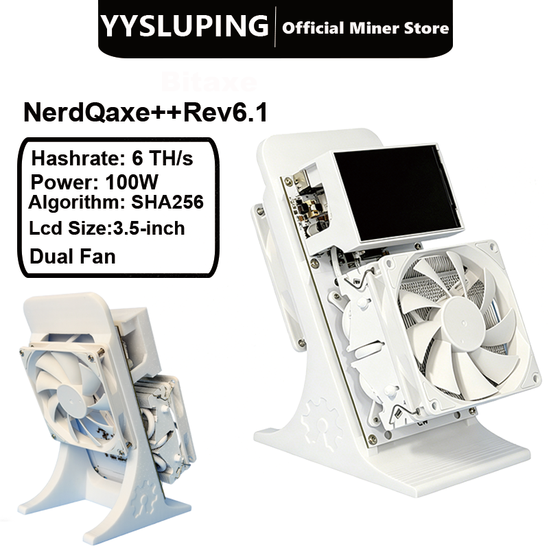 YYSLUPING Nerdqaxe 6TH/s ビットコイン マイナー – 4X BM1370 ASIC チップ、16J/Th、68W 消費電力、2.4G WiFi、オープンソース マイニング