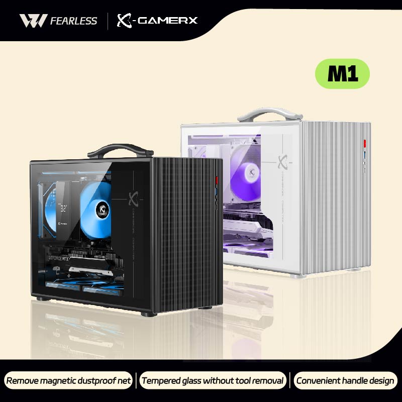 パワートレイン X-Gamerx M1 PC ゲーム ケース M-ATX ガラス面透明ポータブル ミニ コンピューター ケース ATX SFX 電源