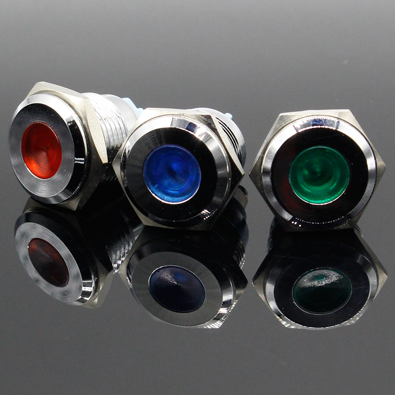 1 個 16 ミリメートル LED 金属インジケータライト防水信号灯 3V 6V 12V 24V 220V ネジ接続赤黄青白