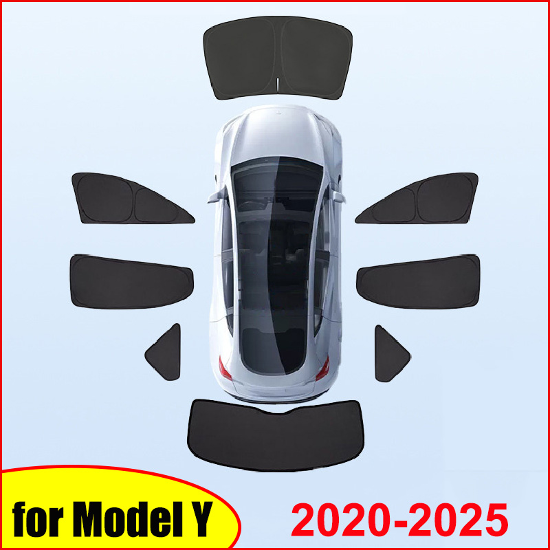 サンシェード テスラ モデル Y ジュニパー 2025-2020 車のフロントガラス サンシェード カバー フロント サイド ウィンドウ プライバシー ブラインド シェーディング キャンプ用