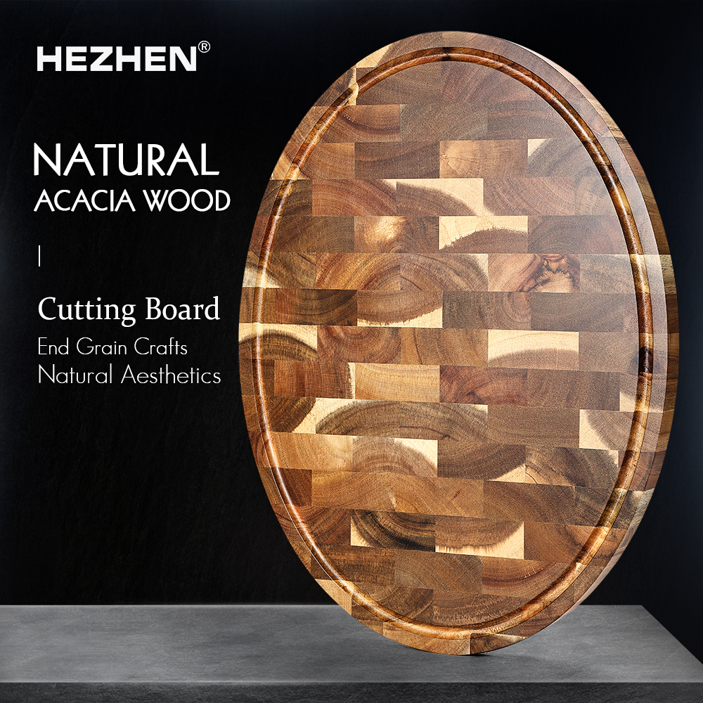 HEZHEN まな板キッチンアクセサリープレミアムアカシアウッドスプライシングまな板排水および防湿キッチンツール
