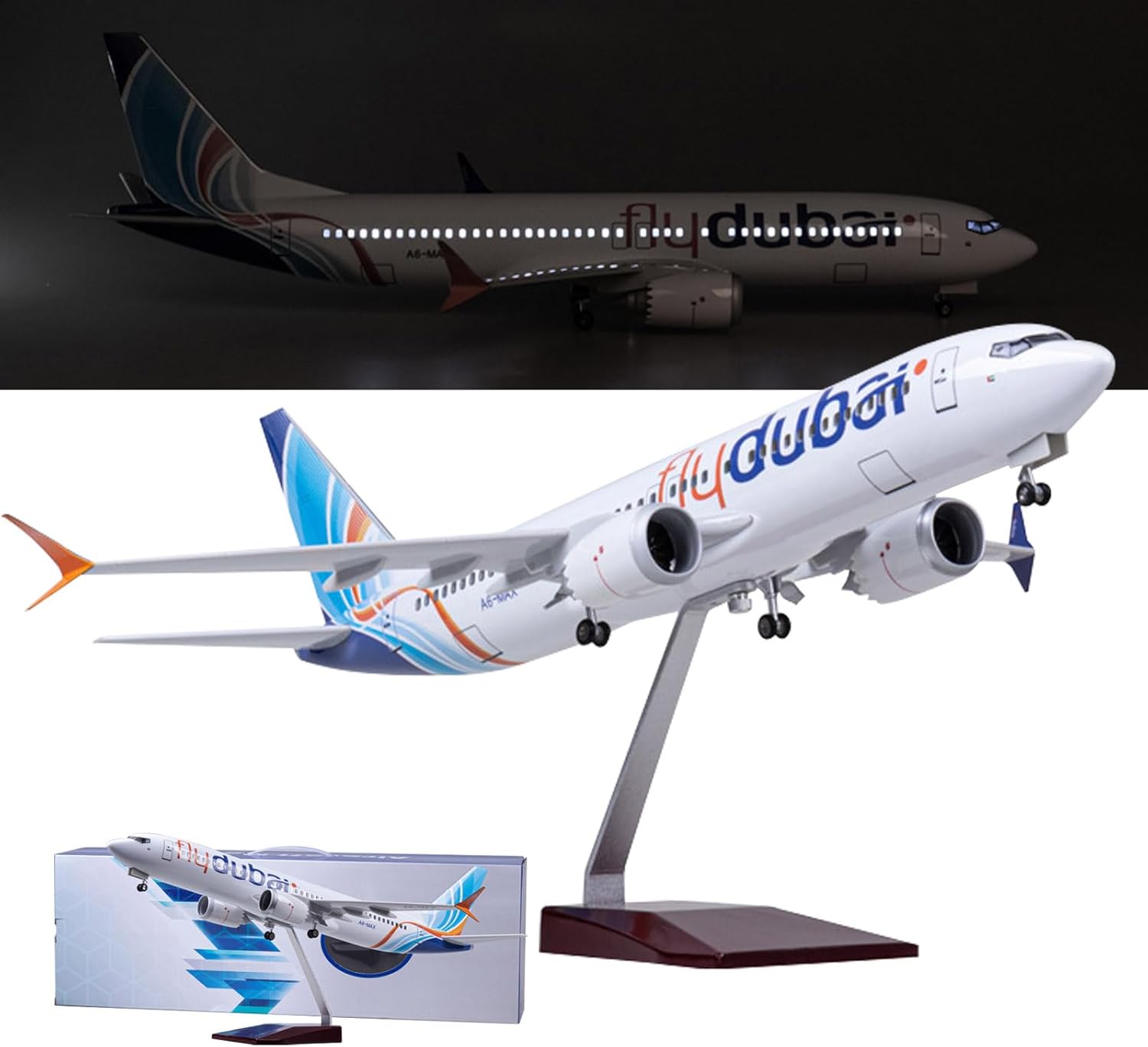 1:85 スケール飛行機モデルドバイ B737 ダイキャスト飛行機樹脂ホイールライト (タッチまたはサウンドコントロール) 収集ギフトおもちゃ