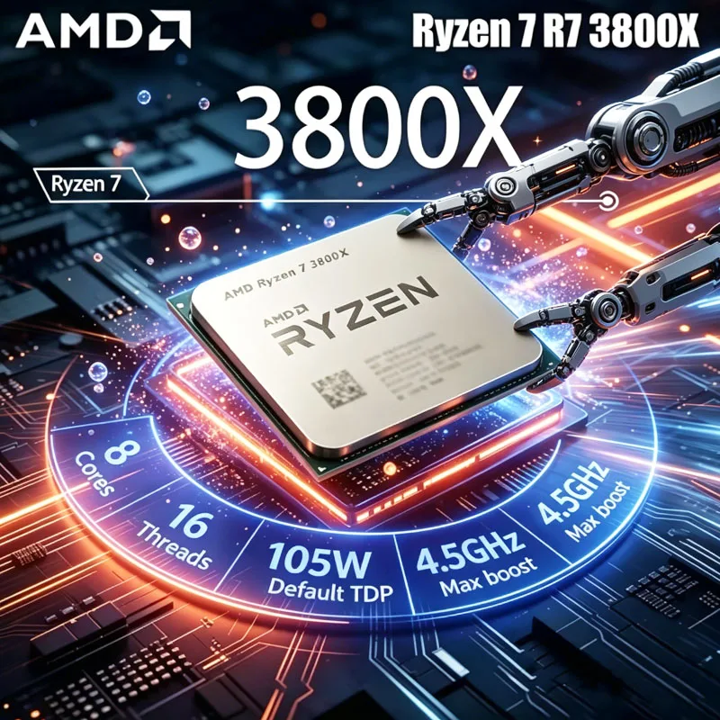 AMD Ryzen 7 3800X CPU R7 3800X 3.9GHz--4.5GHz 7NM L3=32M 100-000000025 105W 8 コア 16 スレッド CPU プロセッサ ソケット AM4