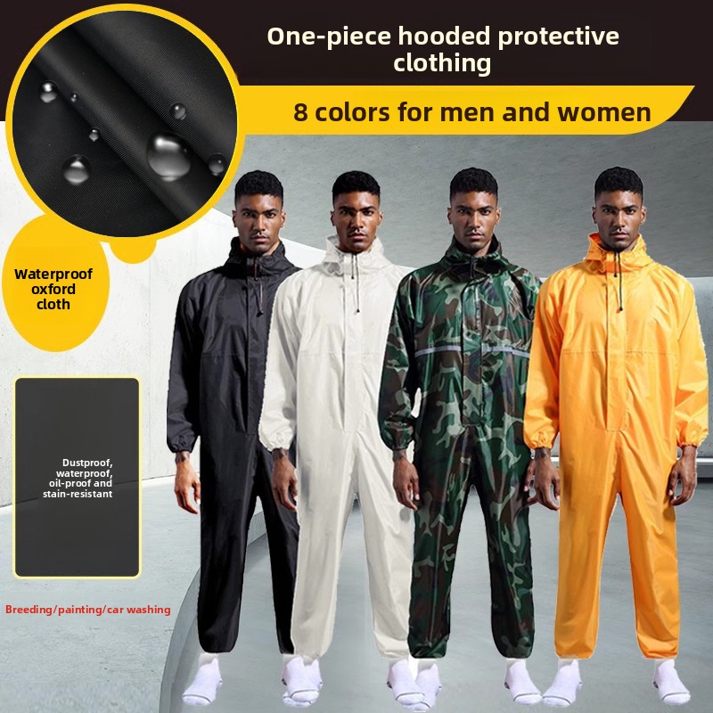 防水男性作業服防塵ワンピース防護服防雨フード付きスプレーペイント研磨ファームスペシャル