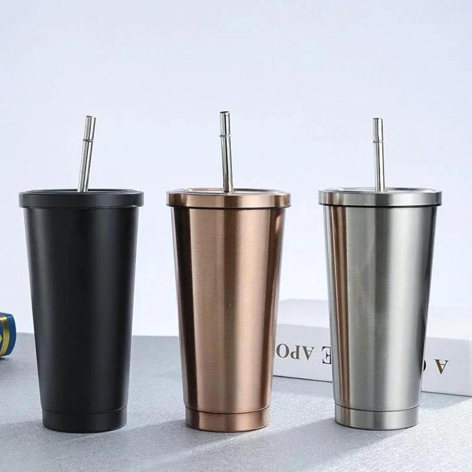 新しい大容量オフィスコーヒーカップ 304 ステンレス鋼ストローカップポータブル家庭用冷却断熱カップカバー旅行車カップ