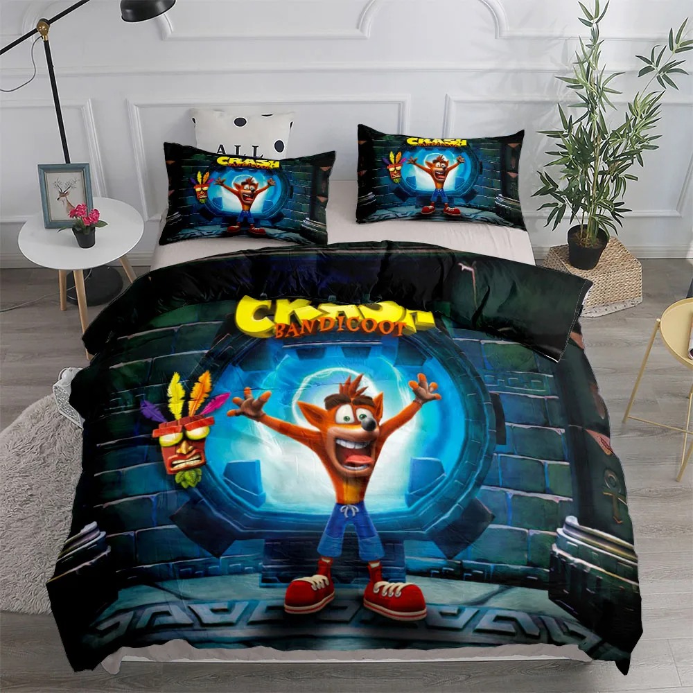 クラッシュバンディクーゲーム寝具セット絶妙なベッド用品セット布団カバーベッド掛け布団セット寝具セット高級誕生日ギフト