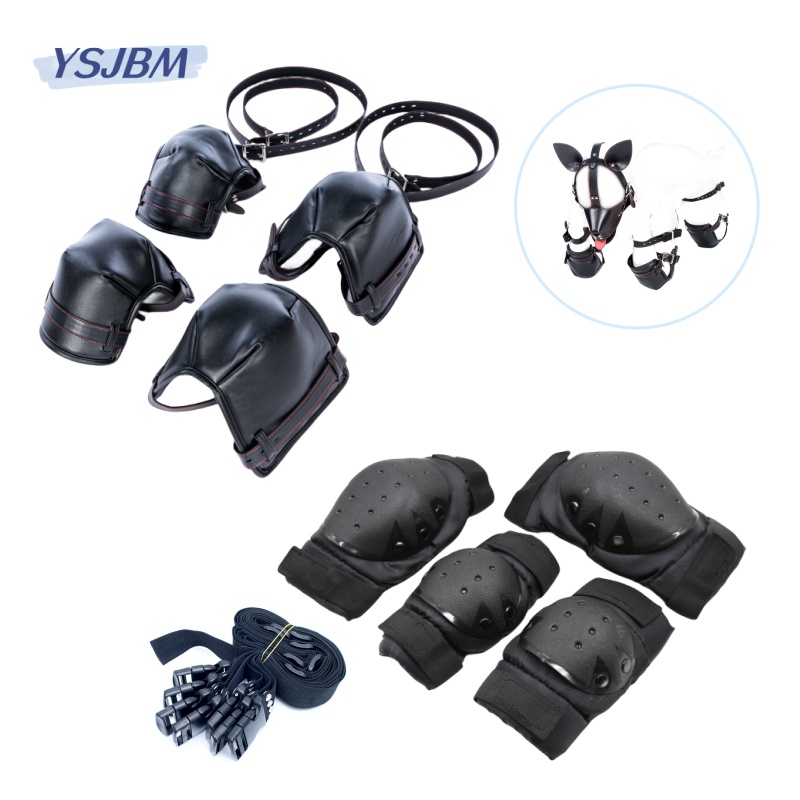 YSJBM BDSM ボンデージギア フェチ犬スレーブ クロール膝肘コスプレ衣装 カップル拘束バインディングハーネス 大人のおもちゃ用