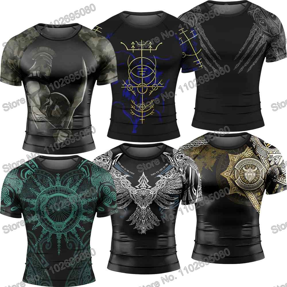 バイキングス 3 サーフ服 BJJ MMA 男性ラッシュガード半袖ダイビング Tシャツタイトな水着夏のビーチ Flosuitit 女性ジムトップス