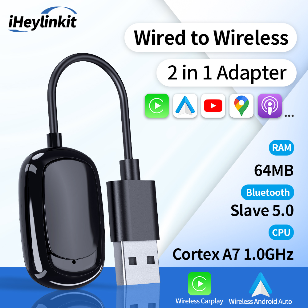 IHeylinkit 新しい 2 In 1 ミニ ワイヤレス Carplay Android 自動ワイヤレス アダプターほとんどの車両モデル用のスマート接続