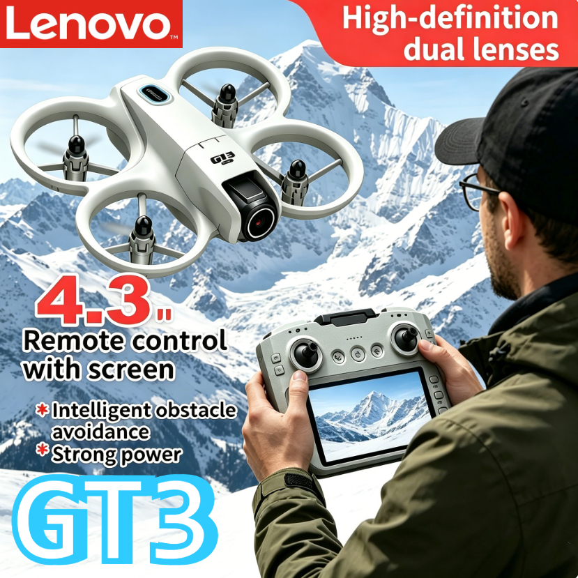 レノボ GT3 RC ドローン 4.3 "スクリーンデュアルカメラオプティカルフロー障害物回避 LED ライト RC クアッドコプターおもちゃギフト 2026 新着