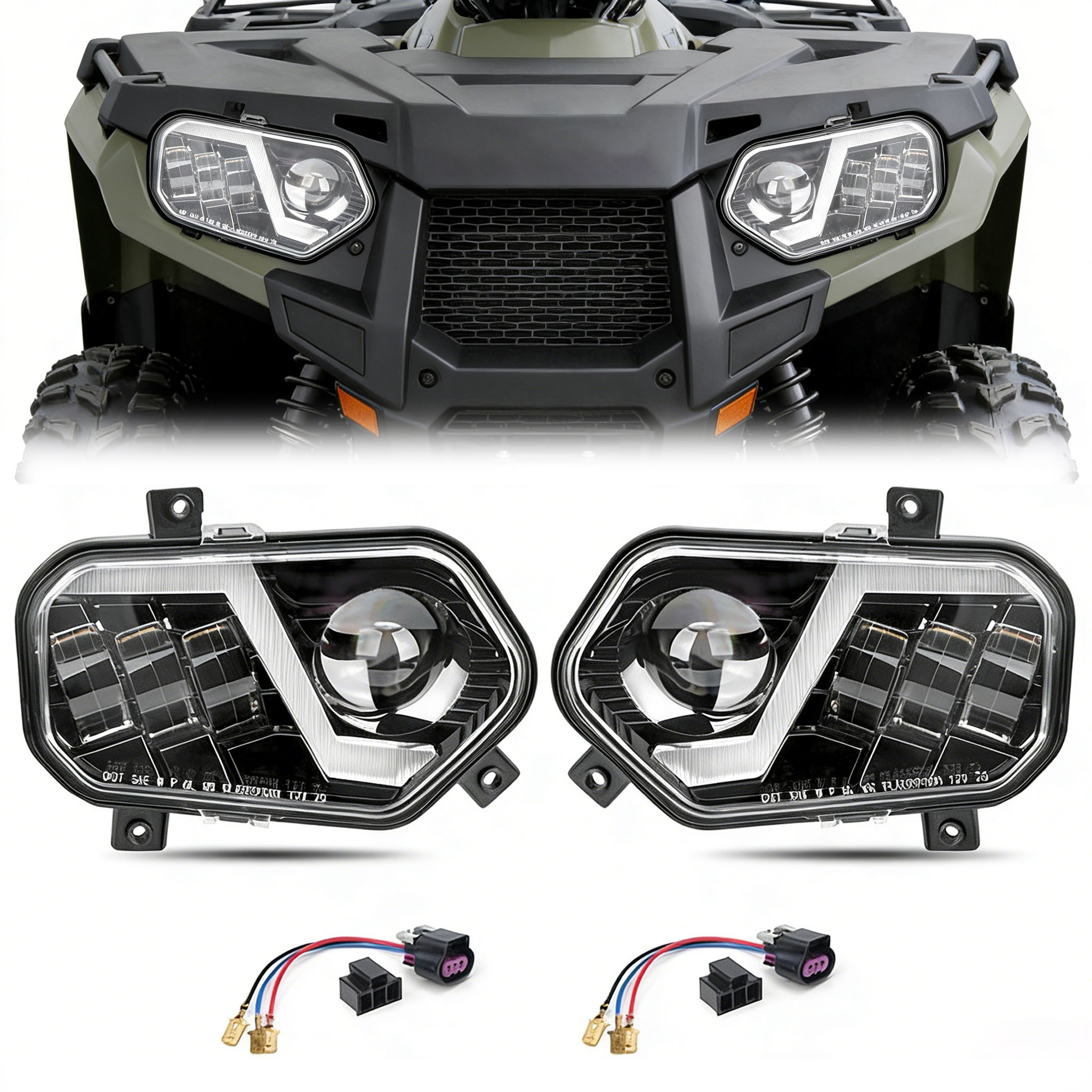 LED ヘッドライトエンジェルアイ高ロービーム LED ヘッドライトフロントランプポラリススポーツマン 400 500 550 570 800 850 2009-2017