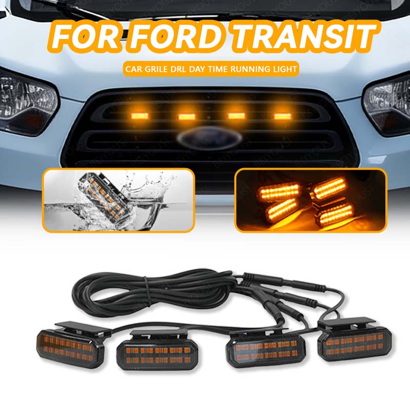 18LED フロントグリルライトフォードトランジット車のデイタイムランニングライトホイール眉毛ランプピックアップオフロード 12V