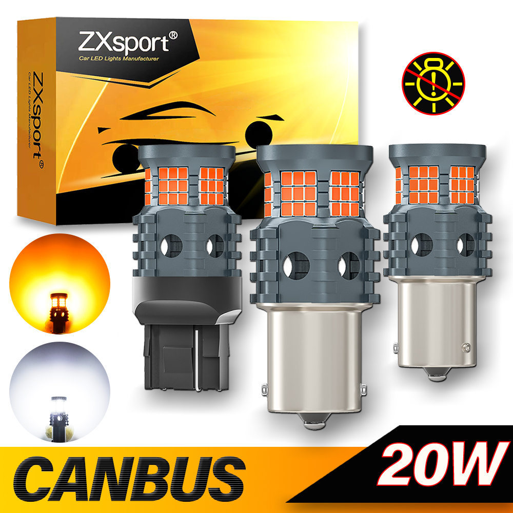 2x LED ライト P21W ハイパーフラッシュなし 1156 BA15S BAU15S PY21W T20 7440 電球車のチューニング Canbus ターンシグナルランプアンバーエラーフリー LED