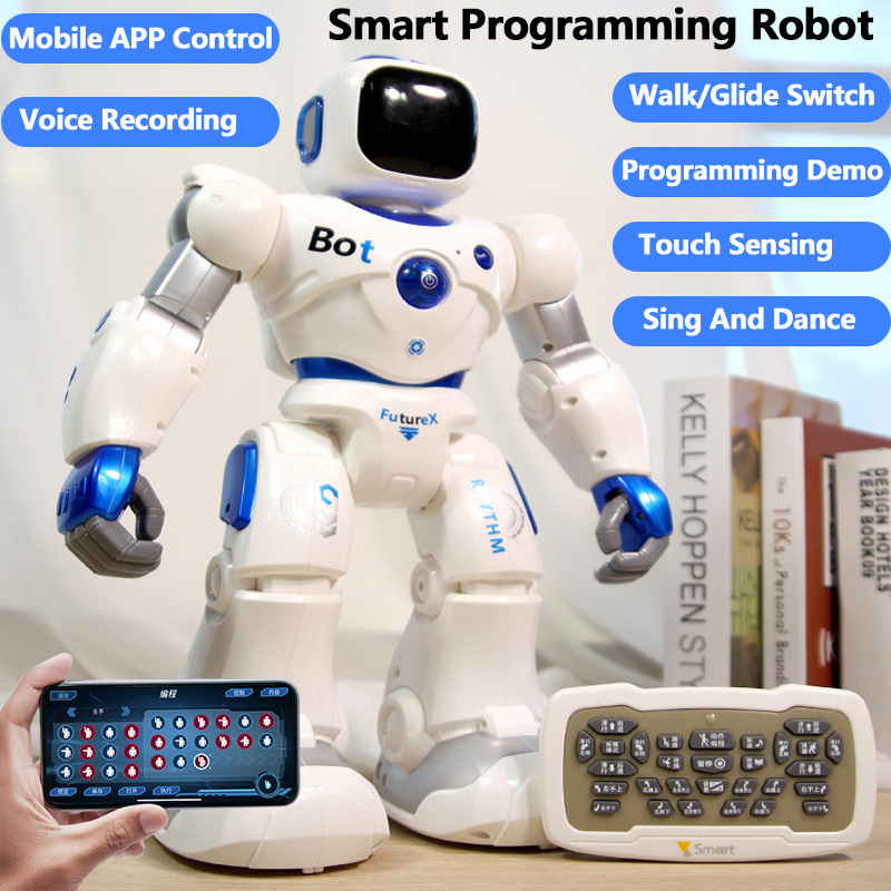 アプリ制御 2.4GHz デュアルモードプログラミングデモ RC ロボットウォーク/グライドスイッチタッチセンシング音声記録歌ダンスパズル RC おもちゃ