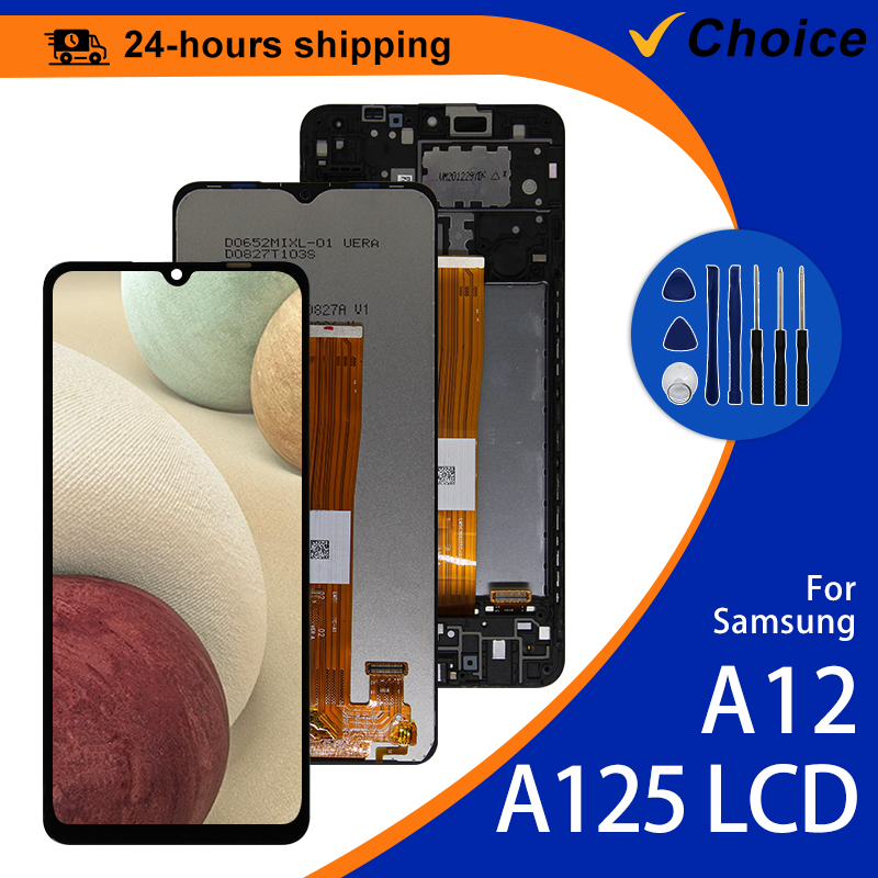 6.5 "液晶サムスン A12 A125 液晶フレームタッチスクリーンデジタイザ液晶サムスン SM-A125F A125F/DS ディスプレイ