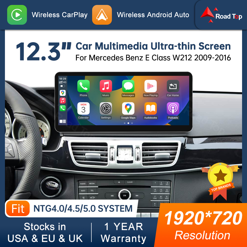 CN 12.3 インチマルチメディアディスプレイベンツ E クラス W212 NTG4.0/4.5/5.0 LHD タッチスクリーンワイヤレス Carplay ナビゲーション Android 自動