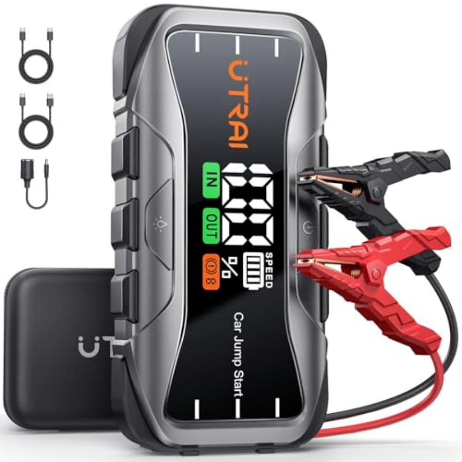8000A ポータブル車ジャンプスターター 12V バッテリージャンパー すべてのガス 12L ディーゼルエンジン用 27000mAh ジャンプボックス 65W USB-C 高速充電付き
