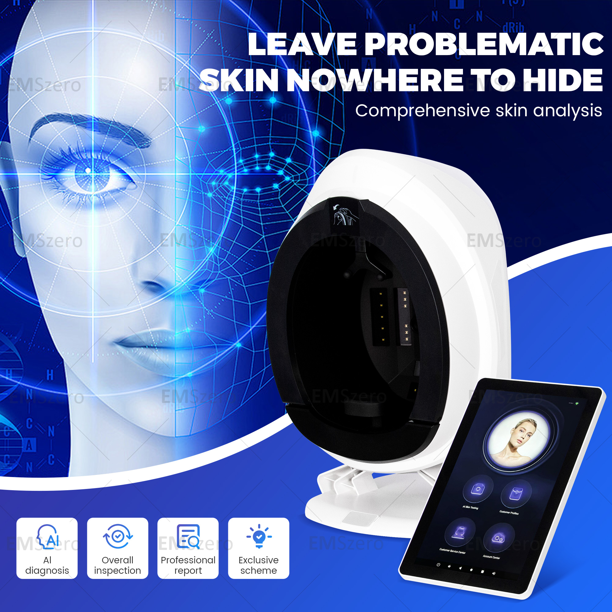The Best Smart Facial Skin Detection And Analysis Beauty Instrument.Skin Scan Analysis Anti-Aging Instrument
