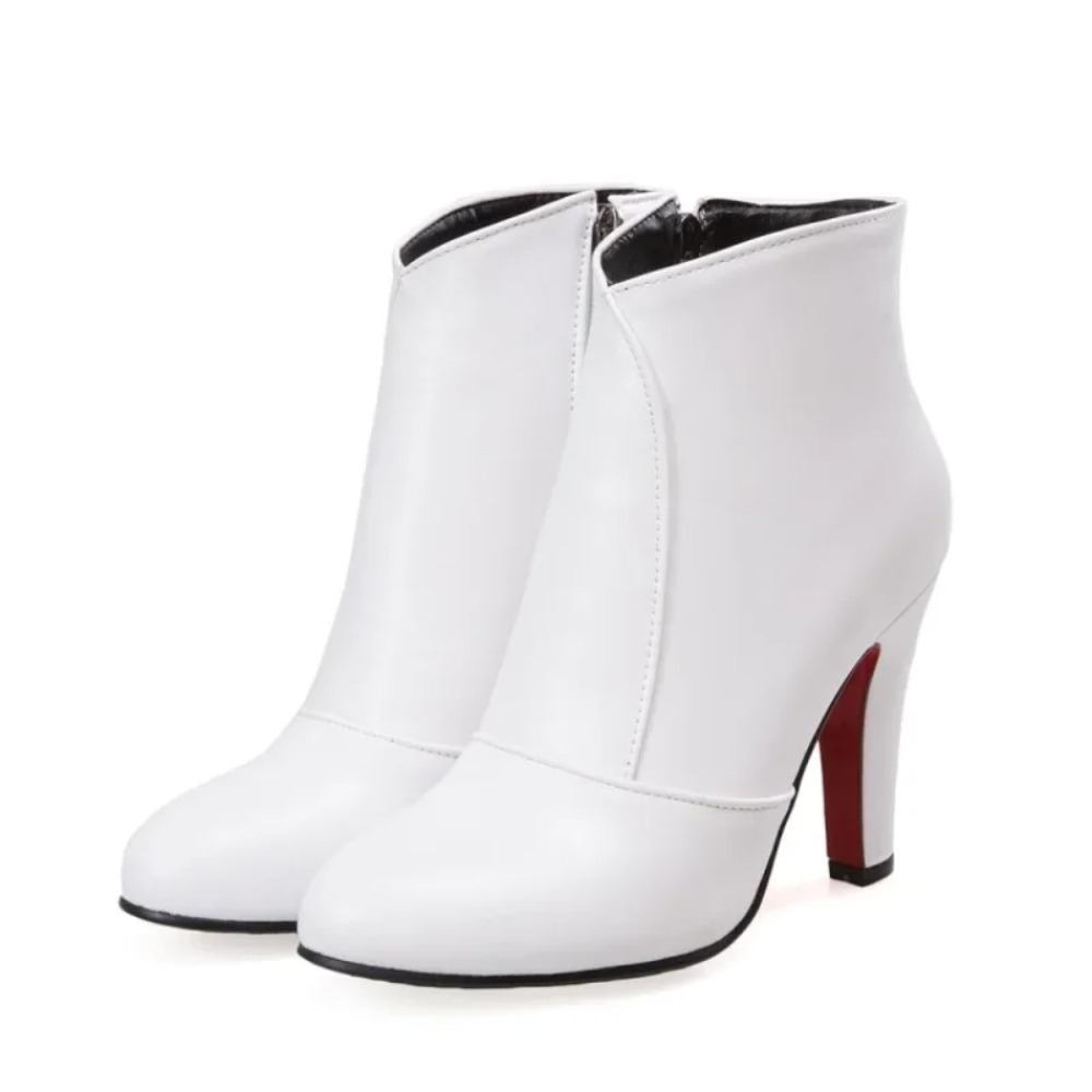 Botas De Mujer ラウンドトゥアンクルブーツ女性シンプルなファッション黒ハイヒールパーティー結婚式ショートブーツ最大サイズ 52 53 54 622-5