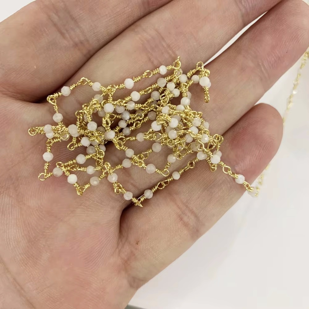 2mm 天然トルマリンとブルーアパタイトシードビーズ DIY ジュエリー作成キット 銅チェーン付き 18K ゴールドメッキ ネックレス ブレスレット用