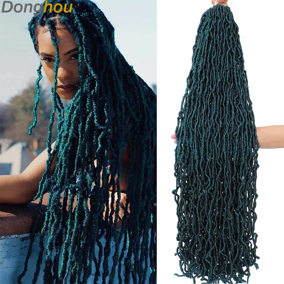 18”24”36” ミックスグリーン新しいフェイク Locs かぎ針編みヘア合成カーリードレッドヘアエクステンションフェイク Cheveux ソフト Locs かぎ針編み三つ編み