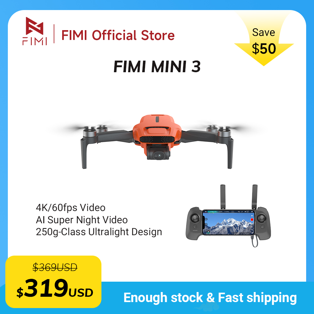 FIMI MINI 3 245g With 4K Camera HDR Video 3-axis Mechanical Gimbal 9KM flight range GPS Foldable RC Drone Quadcopter RTF