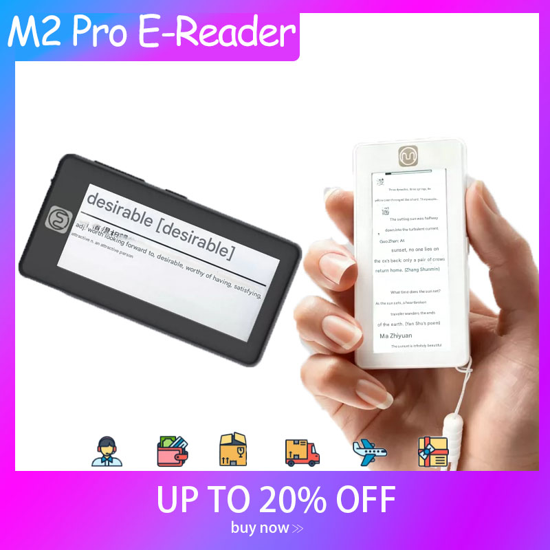 2026 新しい M2 Pro 8GB 電子リーダー、フロントライト付き 2.9 インチ E インク スクリーン、デジタル天気時計、ウルトラポータブル電子ブック リーダー