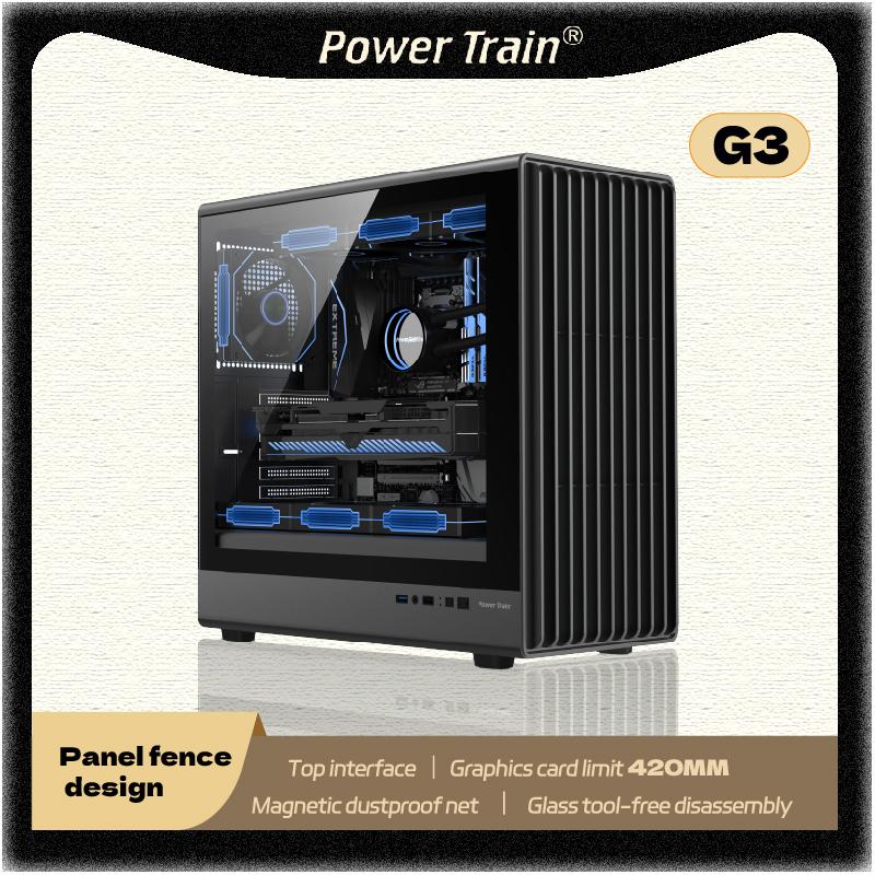 パワートレイン Zhenjie G3 PC ケース USB3.0 デスクトップ M-ATX ITX ATX ガラス面透明サポート 360MM 水冷コンピュータケース