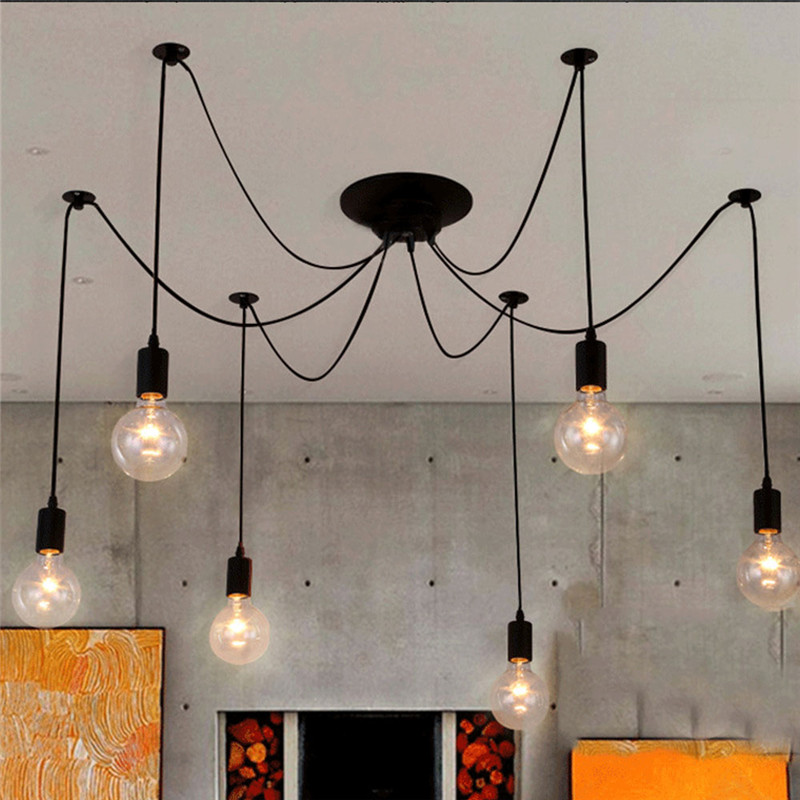 DIY スパイダーシャンデリア工業用ペンダントライト E27 現代の天井吊りランプダイニングリビングルーム中庭照明器具