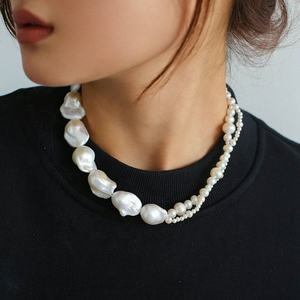 豪華な多層編み込みバロック淡水パールネックレス 18K ゴールドメッキ アレルギーフリー 女性への完璧な贈り物