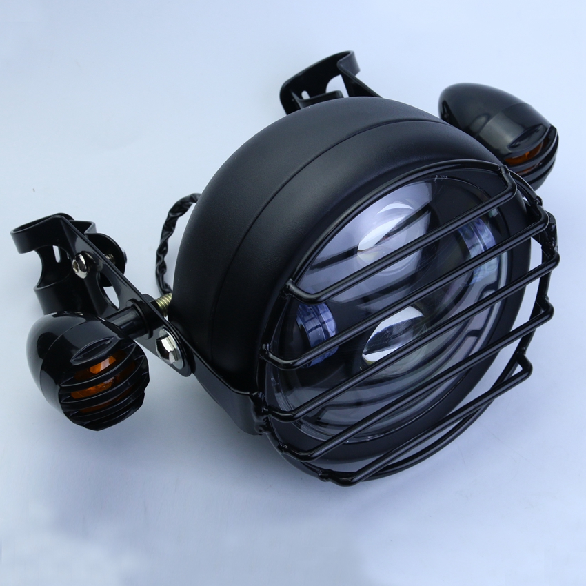6.5 "オートバイ LED ヘッドライトユニバーサルラウンドヘッドライトハーレースポーツスターカフェレーサーチョッパーボバーホンダヤマハスズキ