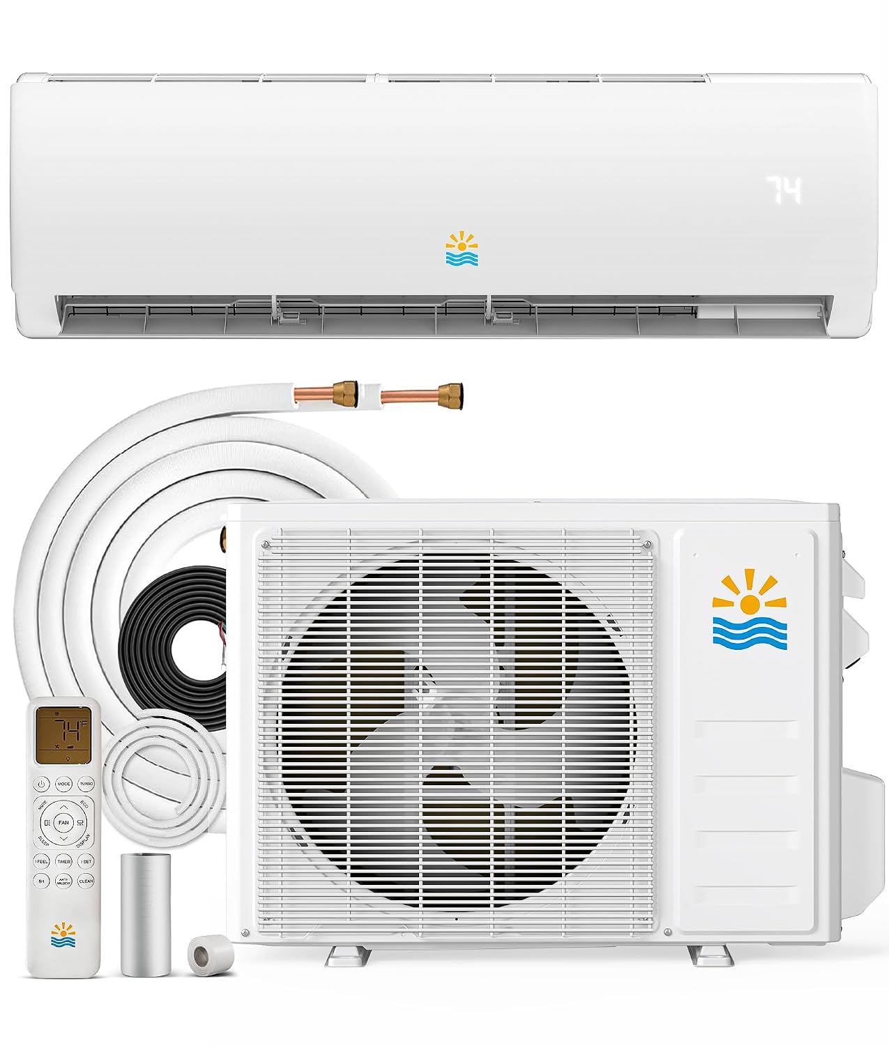 11500BTU ミニスプリットエアコン - 17 SEER2 115V インバーターダクトレスシステム AC、ヒートポンプ、プレチャージコンデンサー、カスタマイズ済み