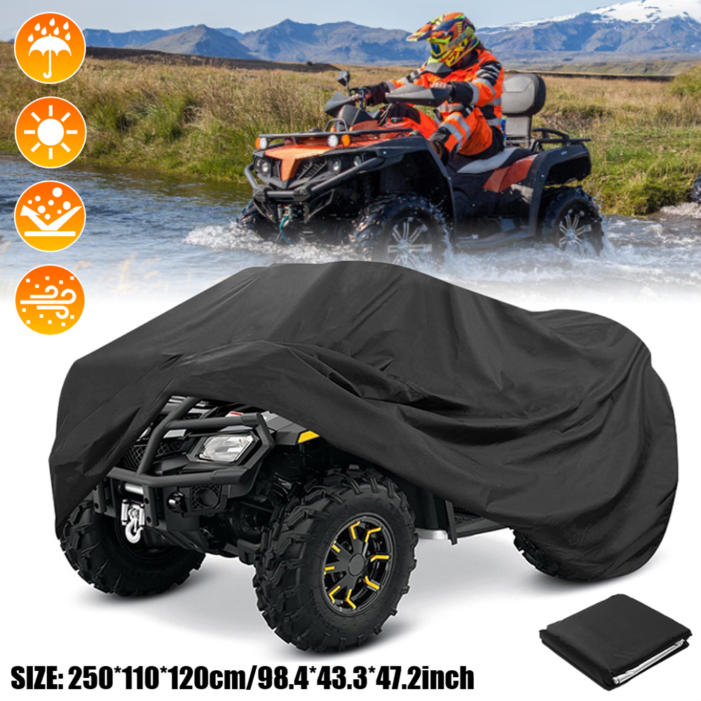クワッドバイク ATV カバー ユニバーサル 210D オックスフォード 防水 オートバイ 車両 スクーター カート バイク 防塵 UV プロテクター ブラック